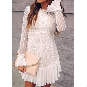 Angel Biba - White Long Sleeve Lace Mini Dress NWT